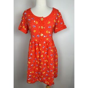 Vintage 90's Y2K Ditsy Red Babydoll Floral Grunge Boho Cottagecore Dress S/M
